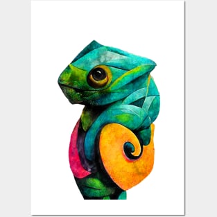 Chameleon watercolor painting #chameleon Posters and Art